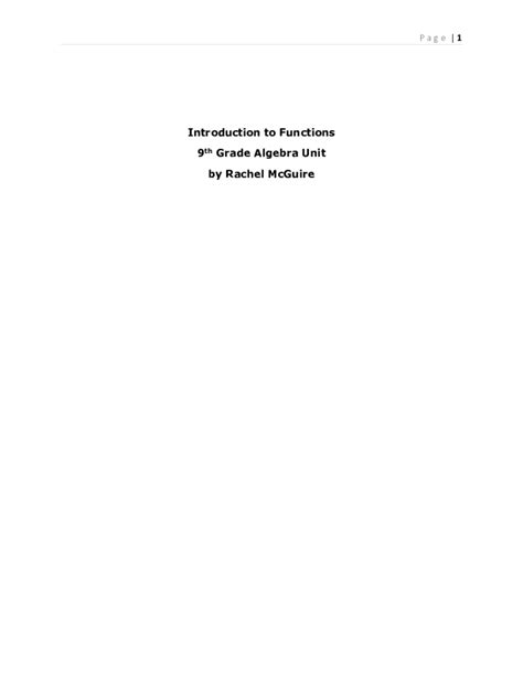 Full Download Introduction To Functions 9Th Grade Algebra Unit By Rachel 