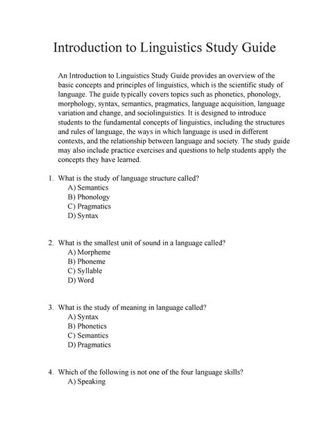Download Introduction To Linguistics Study Guide Ekladata 