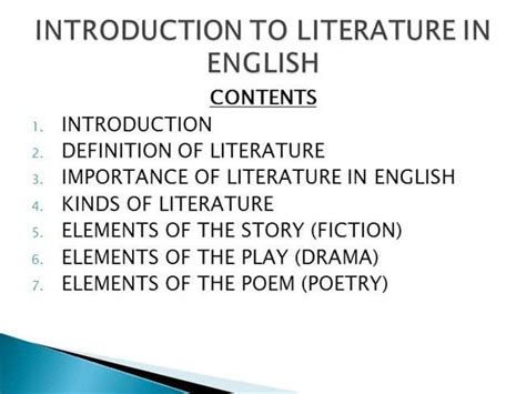 Read Introduction To Literature In English Ppt Authorstream 