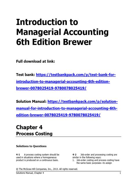 Full Download Introduction To Managerial Accounting 6E Solution Brewer 