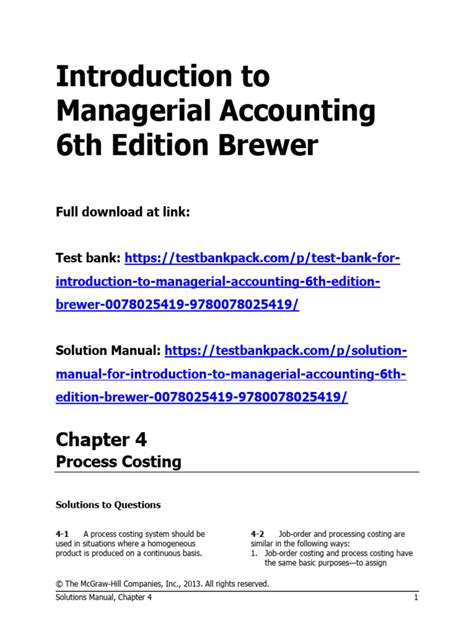 Read Introduction To Managerial Accounting 6E Solution Brewer 