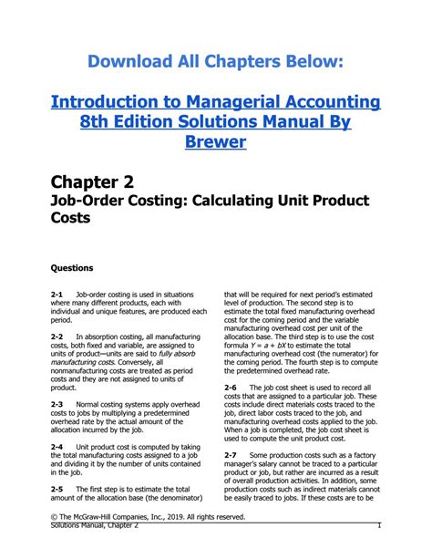 Full Download Introduction To Managerial Accounting Answers 