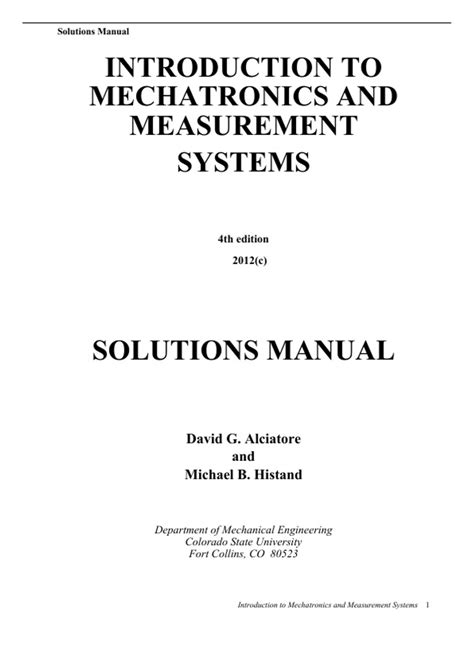 Read Introduction To Mechatronics And Measurement Systems Solutions Manual 4Th 
