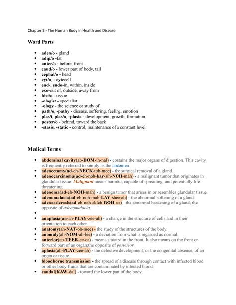 Download Introduction To Medical Terminology Chapter 2 