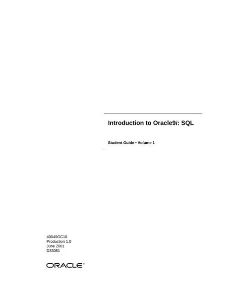 Download Introduction To Oracle9I Pl Sql Student Guide Volume 1 