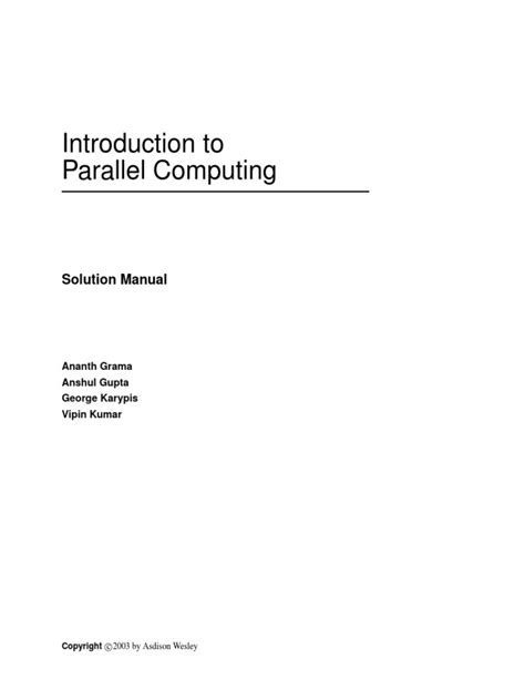 Read Introduction To Parallel Computing Solution Manual 