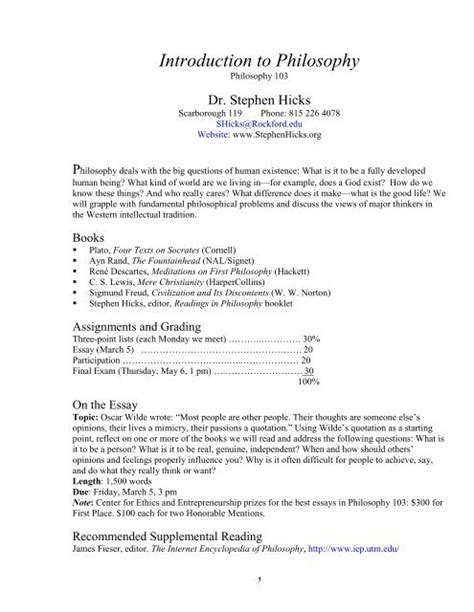 Read Introduction To Philosophy Stephen Hicks Ph D 