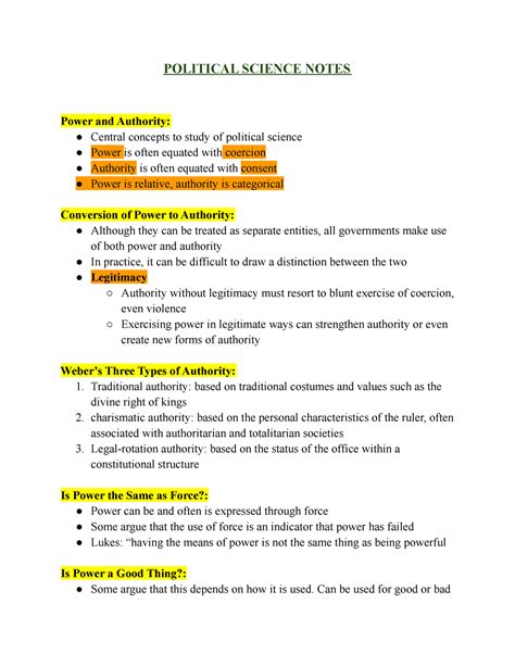 Full Download Introduction To Political Science Notes 