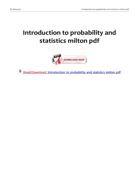 Full Download Introduction To Probability Statistics Solution Milton Arnold 