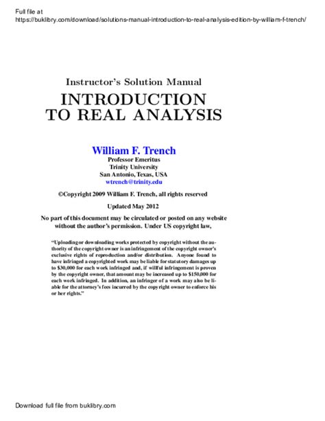Read Introduction To Real Analysis Trench Solutions Manual 