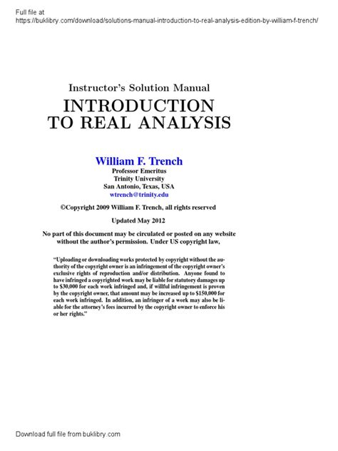 Read Introduction To Real Analysis Trench Solutions Manual 