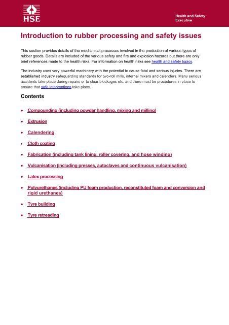 Download Introduction To Rubber Processing And Safety Issues Hse 
