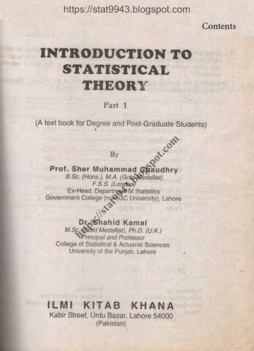 Read Introduction To Statistical Theory By Sher Muhammad Chaudhry Free 