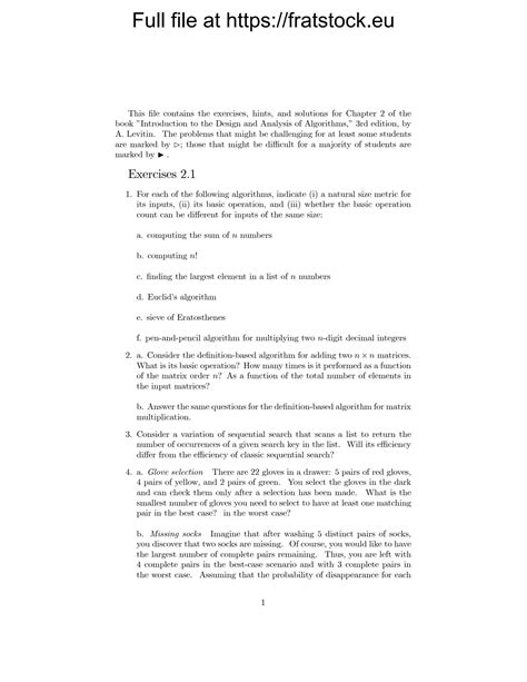 Download Introduction To The Design And Analysis Of Algorithms 3Rd Edition Solution Manual 