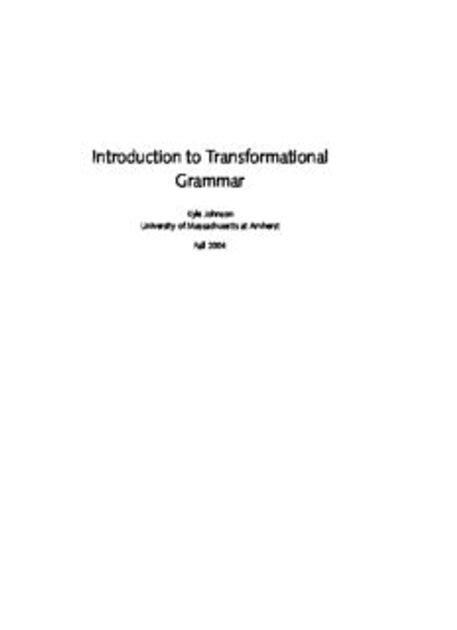 Read Introduction To Transformational Grammar Umass 