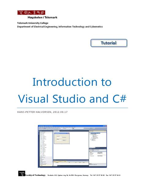 Download Introduction To Visual Studio And Csharp 