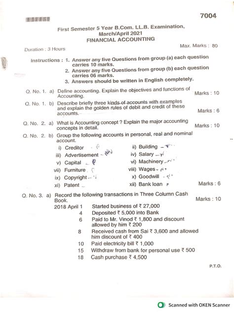 Introductory Accounting Previous Question Papers N4