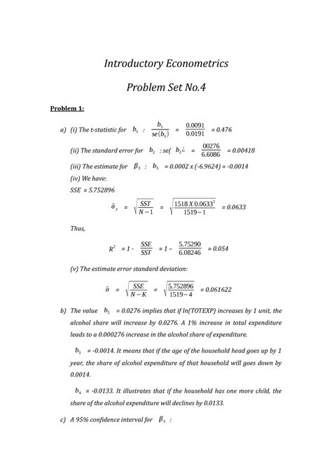 introductory econometrics problem solutions appendix free