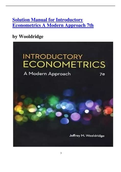 introductory econometrics wooldridge 3rd edition solution manual