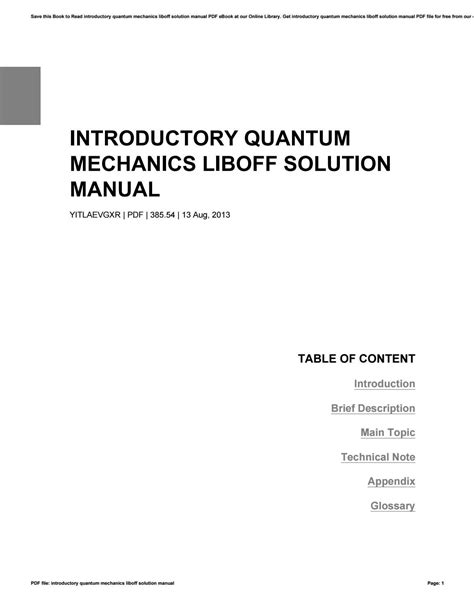Download Introductory Quantum Mechanics Liboff Solution Manual 
