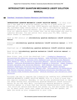 Full Download Introductory Quantum Mechanics Liboff Solution Manual 