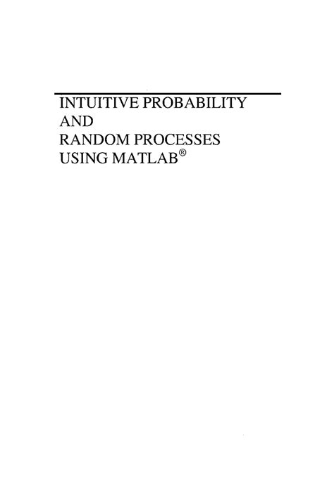 Intuitive Probability And Random Processes Using Matlab Solution Manual