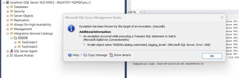 Invalid Object Name Ssisdb Catalog Customized Logging Levels