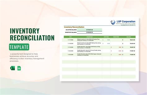 Inventory Reconciliation Template Excel