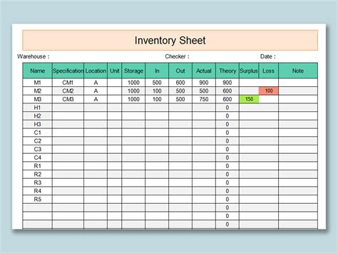 Inventory Worksheet Template For Excel Excel Templates Items In A Series Worksheet - Items In A Series Worksheet