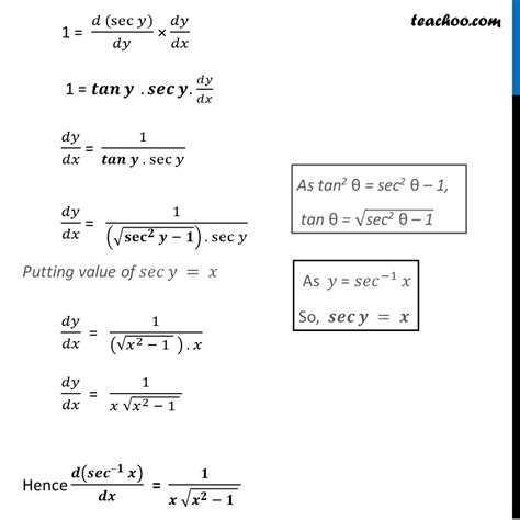 inverse derivative: y=sec^-1 1/t Wyzant Ask An Expert