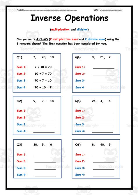 Inverse Operations Activity Pack Year 3 Worksheets Inverse Operations Year 3 - Inverse Operations Year 3