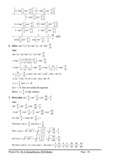 Full Download Inverse Trigonometric Functions Question Papers 