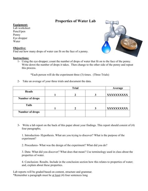 Investigation Properties Of Water With Lab Stations The Water Properties Worksheet Answers - Water Properties Worksheet Answers