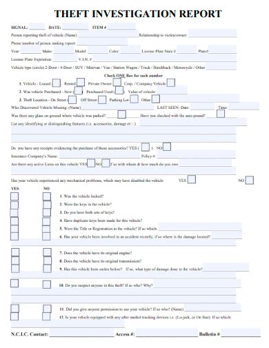 investigation theft report sample