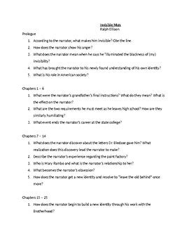 Read Invisible Man Study Guide Questions 