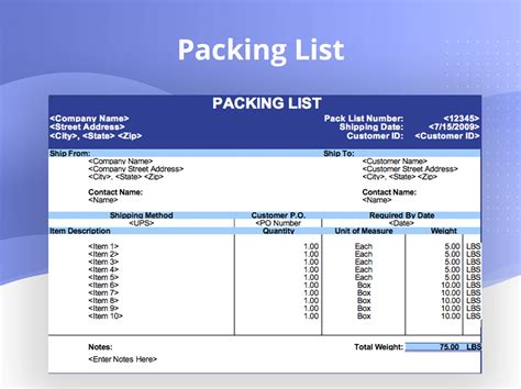 Invoice Packing List Excel