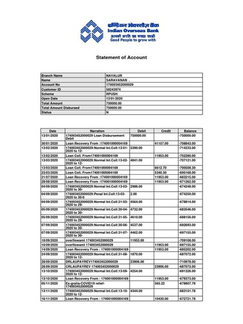 Iob Statement Pdf Download