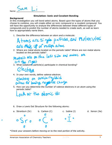 Ionic Bonding Lab Answers