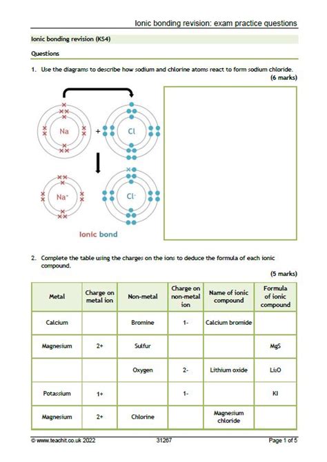 Ionic Bonding Questions And Revision Mme Chemistry Bonding Worksheet Answers - Chemistry Bonding Worksheet Answers