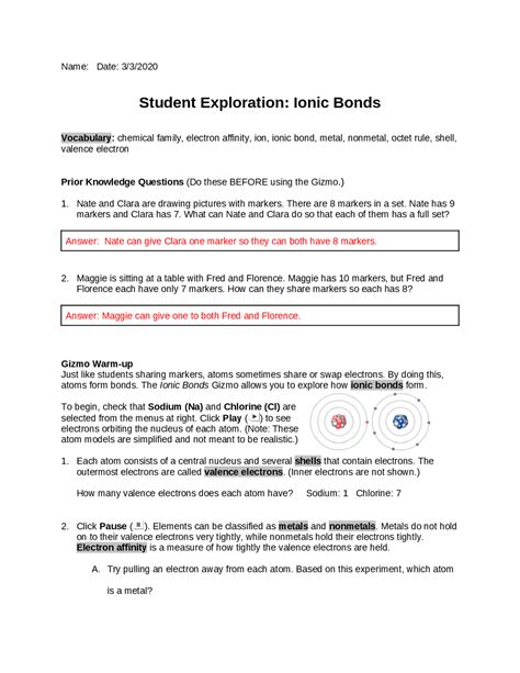 Ionic Bonds Gizmo