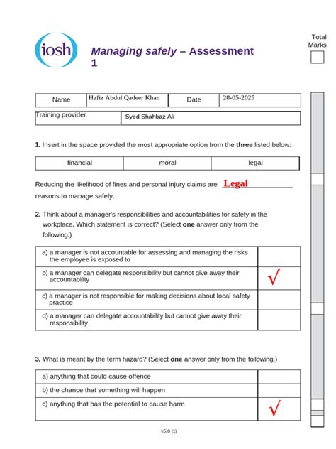 iosh managing safely exam papers