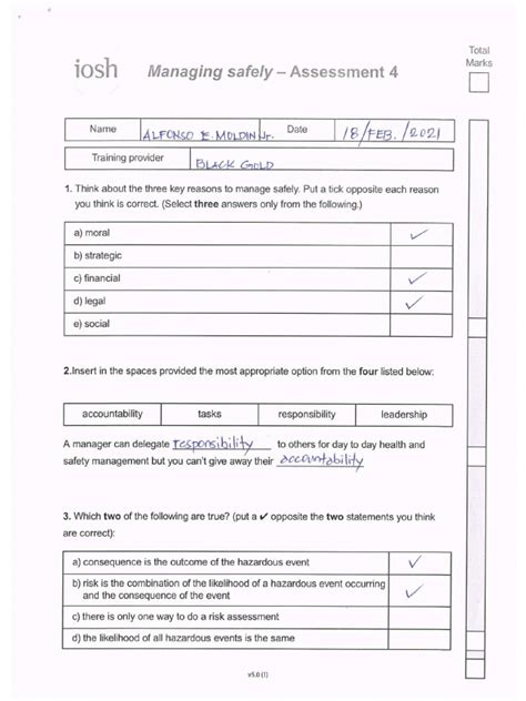 iosh managing the environment exam questions answers