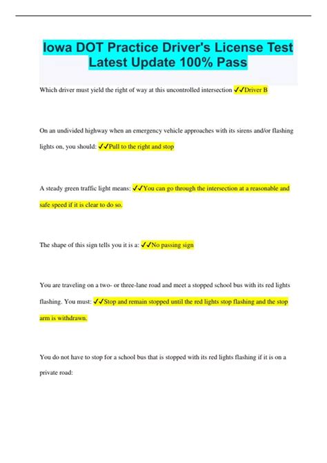 iowa dot practice test