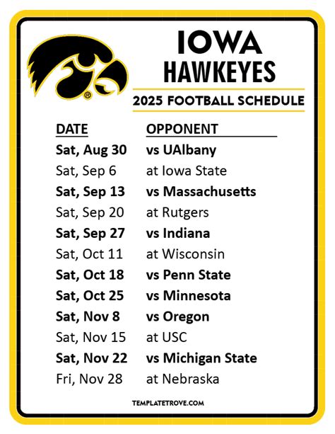 iowa schedule