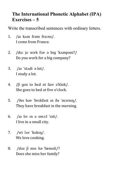 Ipa Reading Exercises