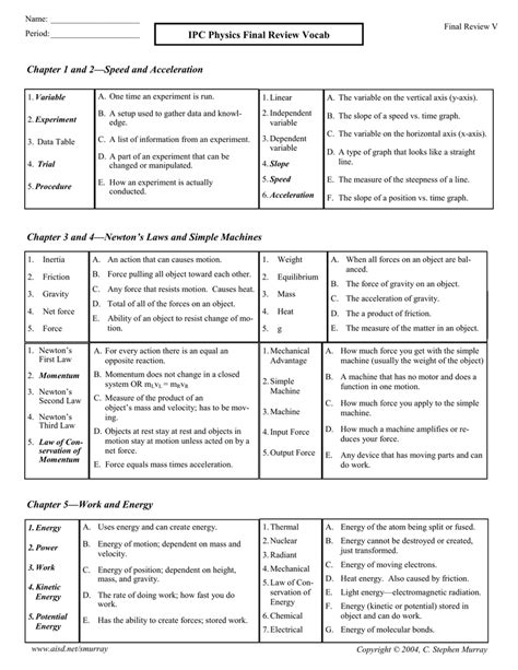 ipc physics final review 1 answer key