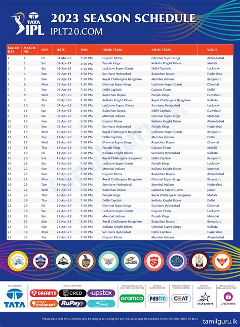 ipl 2023 time table