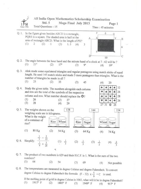 Ipm Math Mega Final Exam Question Paper