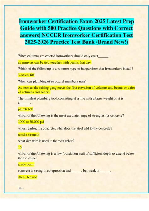 Ironworker Nccer Practice Test