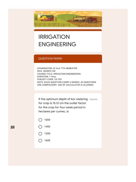 Irrigation Engineering Question And Answer